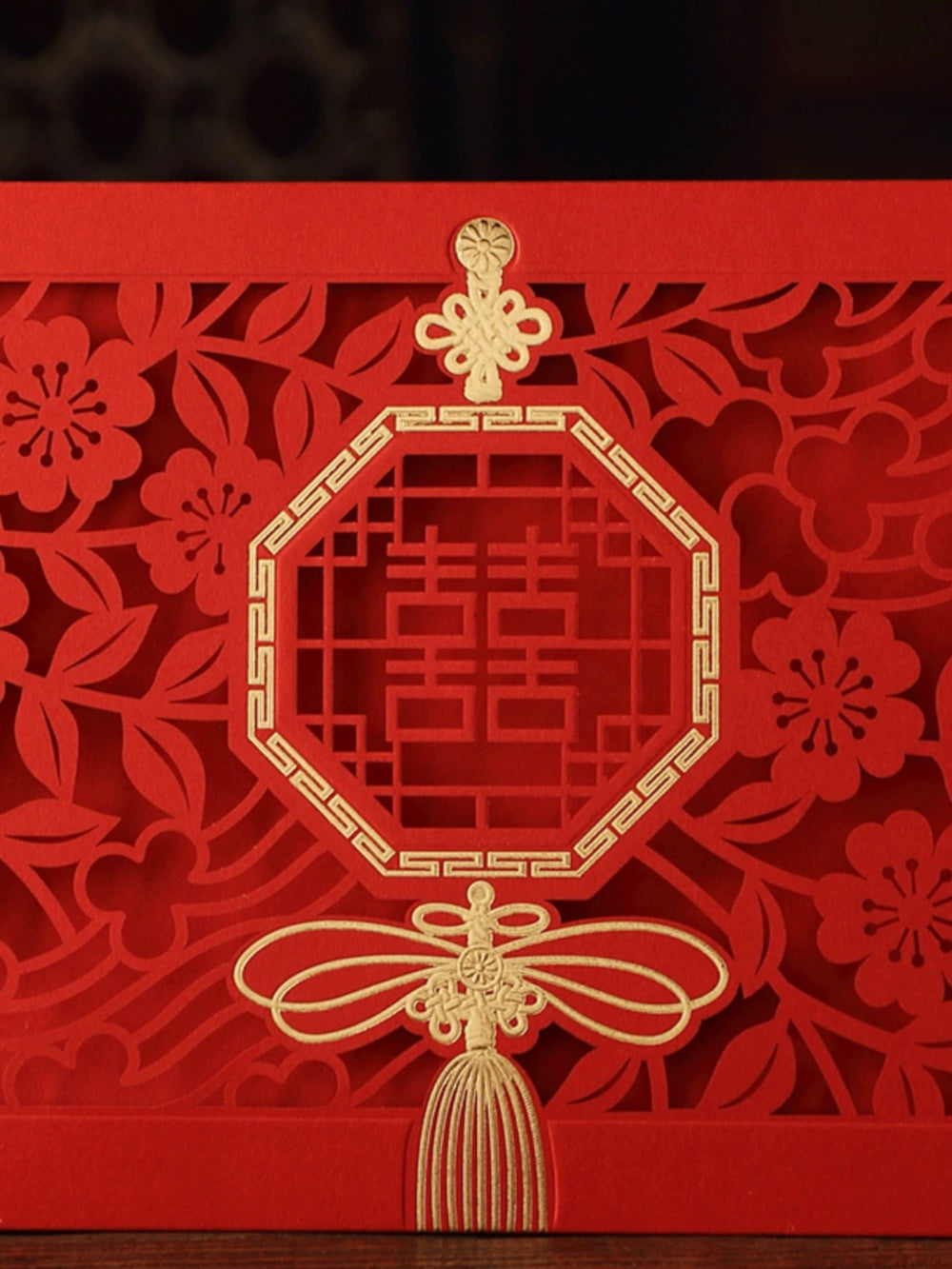 40 SETS Chinese Wedding Invites With Detailed Laser Cut Double Happiness Sign