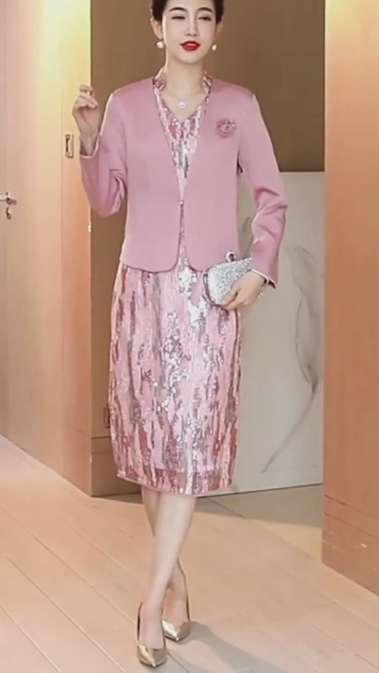 PAMELA DRESS Sweet Pink Mother of the Bride/Groom Dress with Matching Jacket