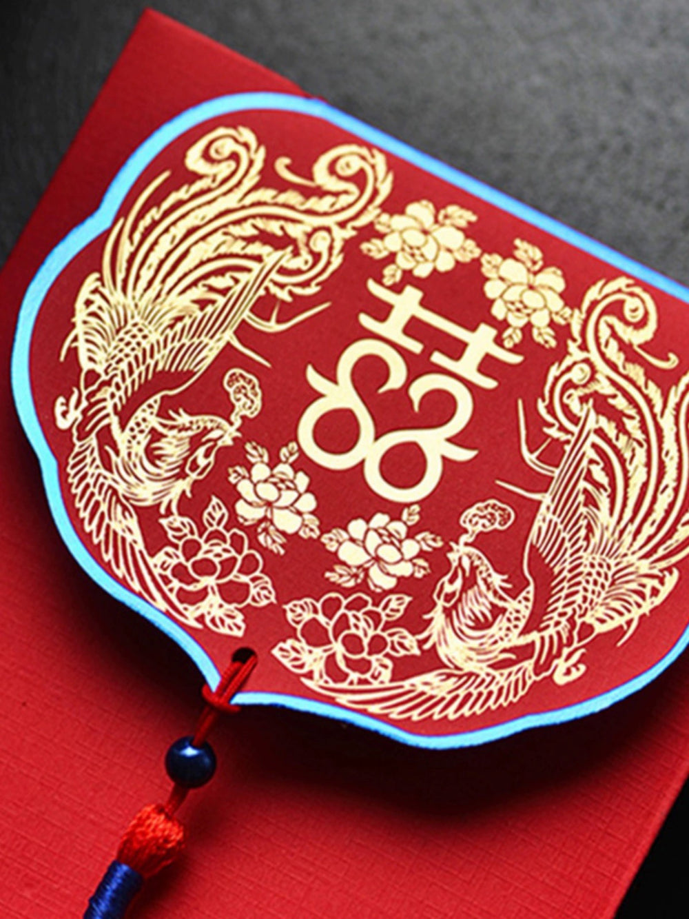 40 SETS Chinese Wedding Invitation With Laser Cut Gold Foil Double Happiness Detail