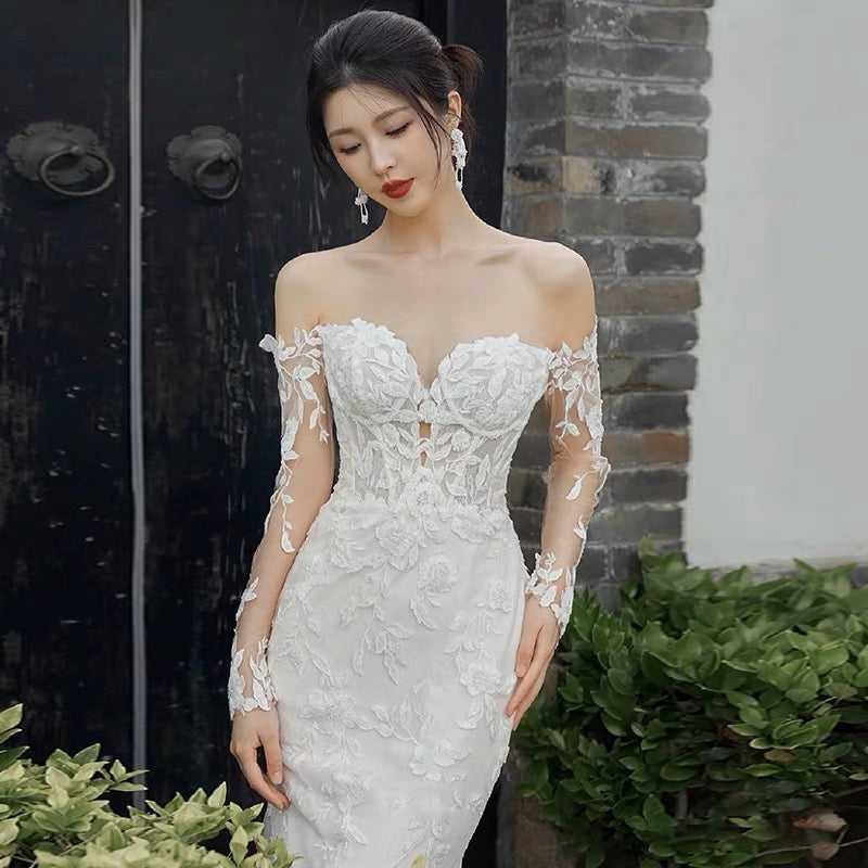 SOPHIA Lace Long Sleeve Off Shoulder Mermaid Wedding Dress