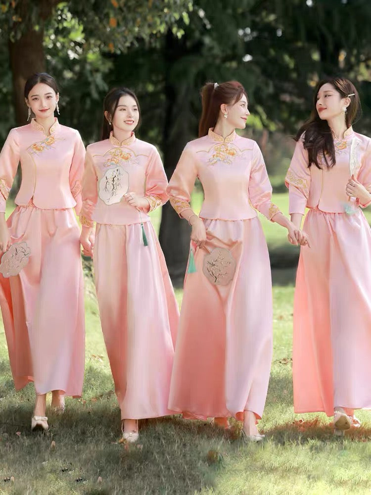 Elegant & Modern Chinese Bridesmaids Dress for Tea Ceremony