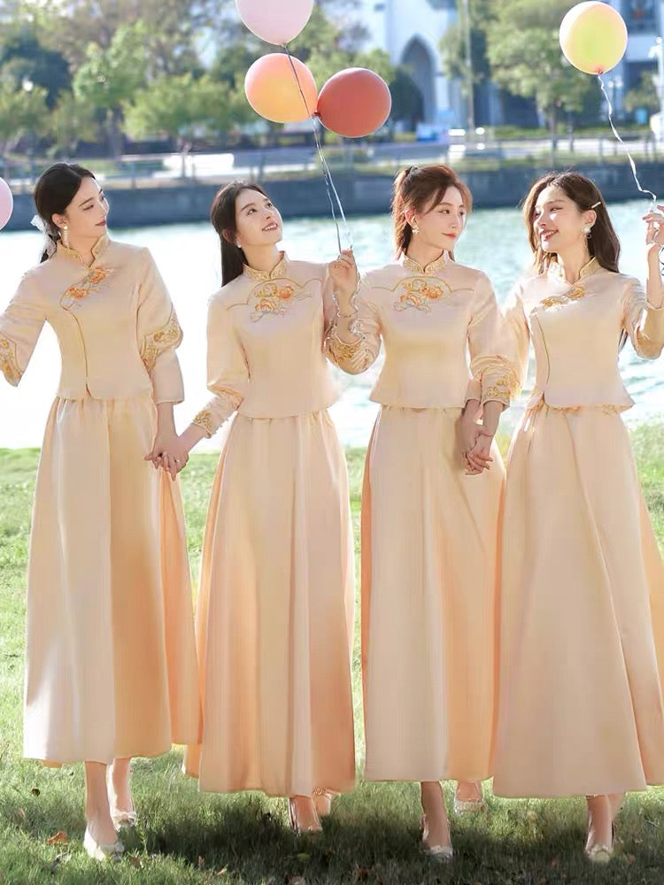 Elegant & Modern Chinese Bridesmaids Dress for Tea Ceremony
