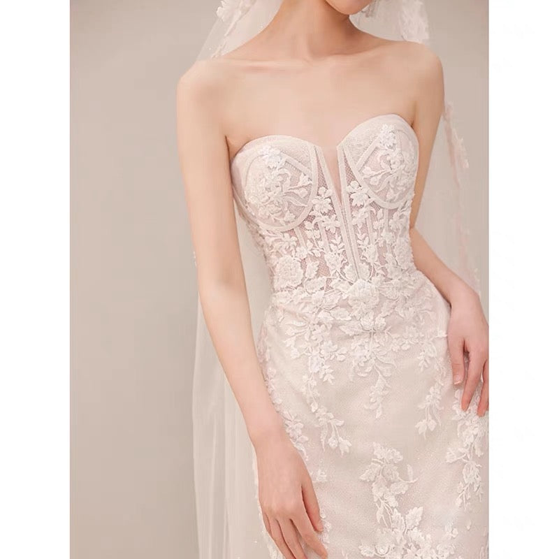 ARIA Elegant Off-Shoulder Lace Floral Wedding Dress