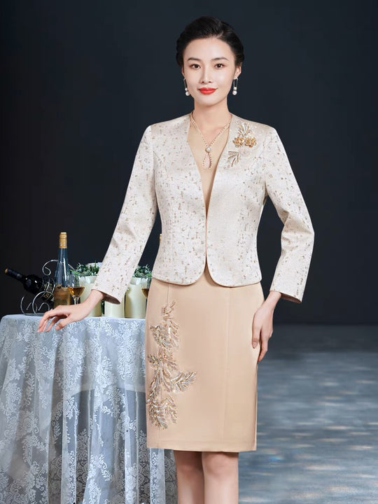 MARILYN DRESS Champagne Mother of the Bride/Groom Dress with Matching Jacket