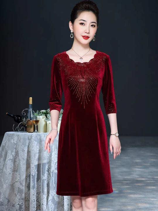 MARYANN DRESS Dark Red Mother of the Bride/Groom Dress for Asian Ceremony