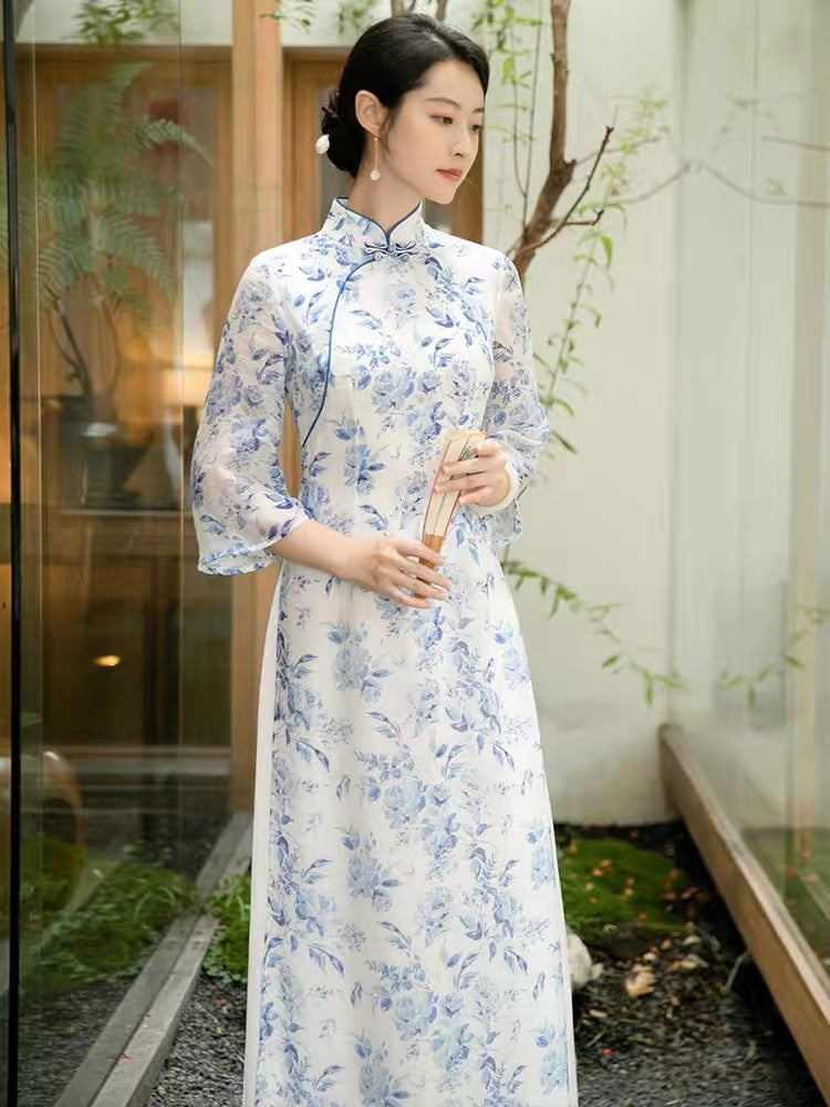 TIFFANY DRESS Porcelain Inspired Mother of the Bride/Groom Dress for Chinese Ceremony
