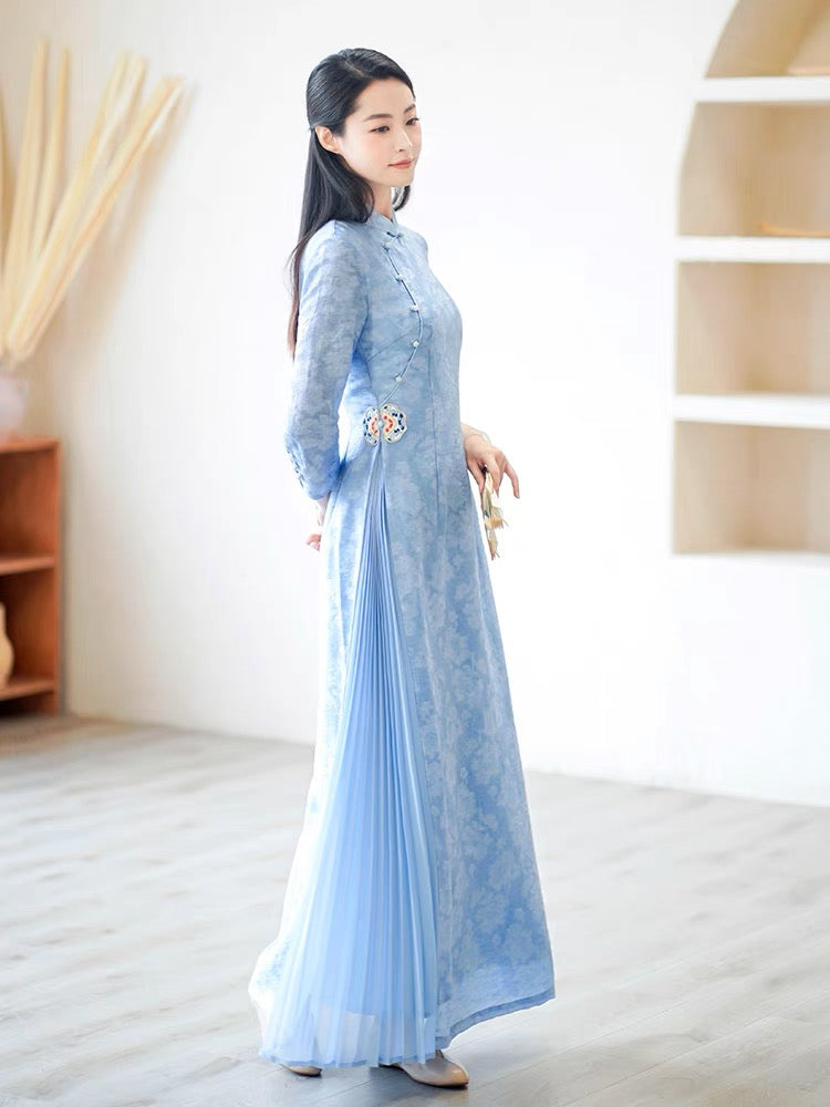 ELEANOR DRESS Elegant Blue Full Length Mother of the Bride/Groom Dress for Asian Ceremony