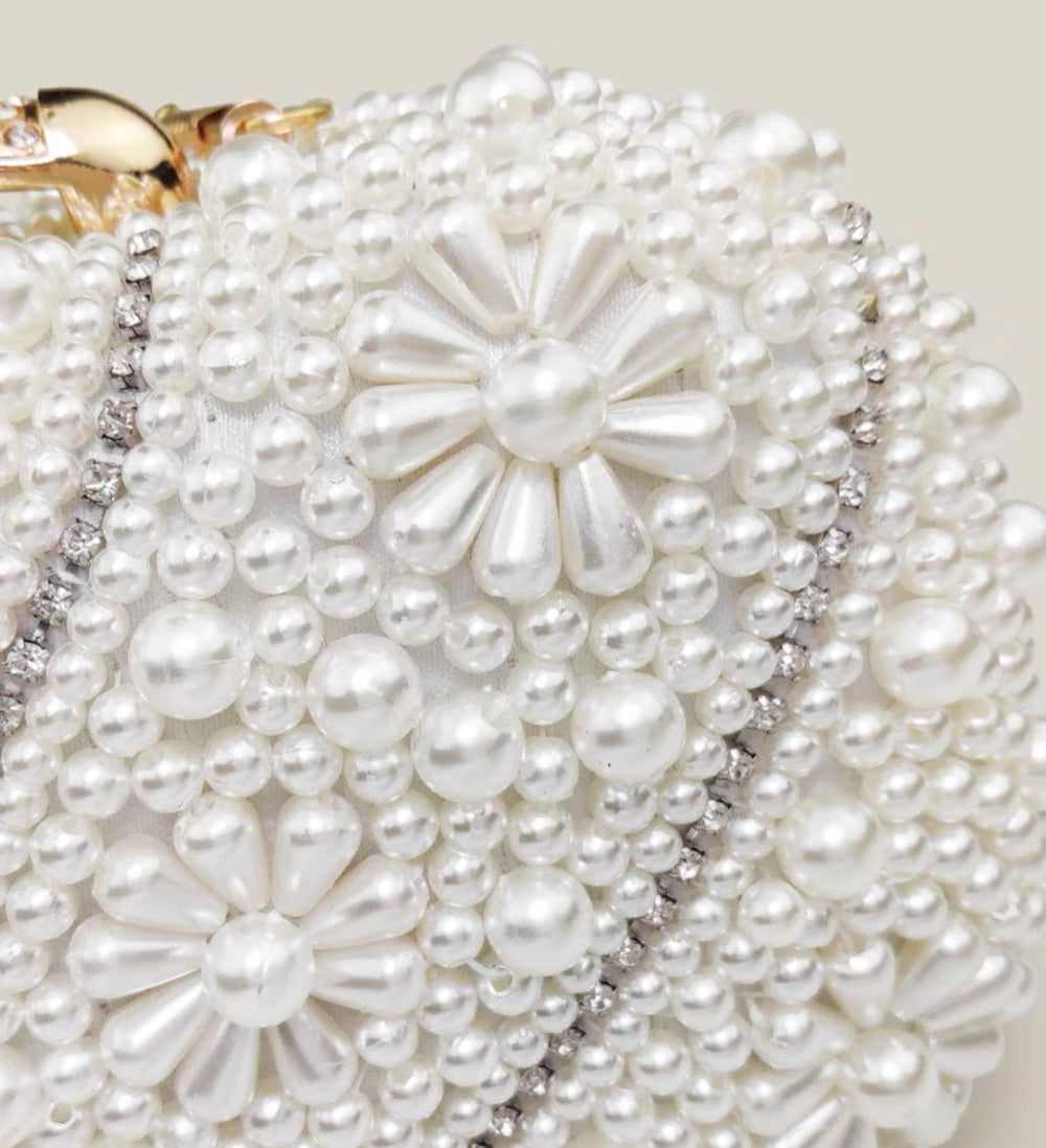 Floral Pearl Clutch for Wedding Ceremony