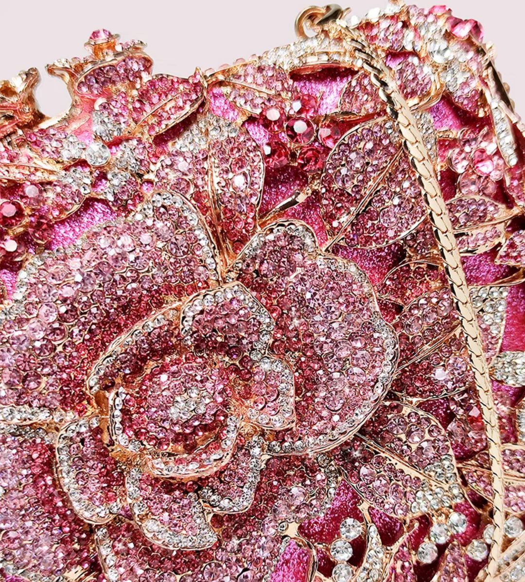 Encrusted Pink Red Wedding Clutch with Stunning Floral Details