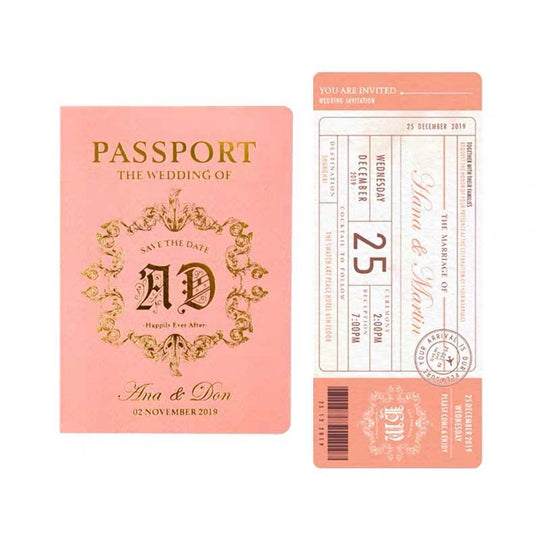 40 SETS Airplane Ticket Wedding Invite in Pastel Colors