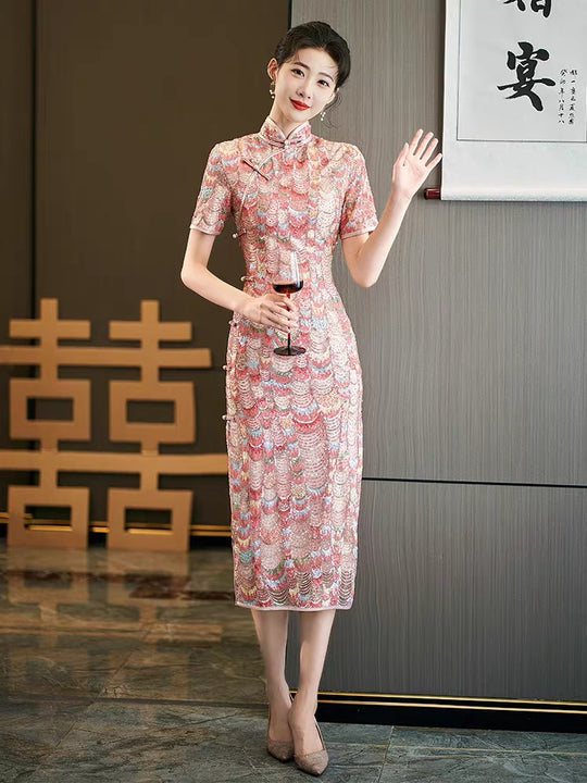 Multi-Colored Luxurious Qipao with Stunning Detailing