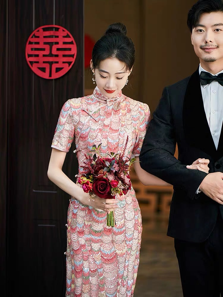 Multi-Colored Luxurious Qipao with Stunning Detailing
