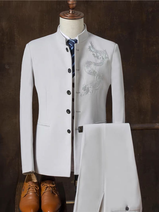 Groom's Tang Suit 新郎唐裝 with Dragon Design (4 Colors)