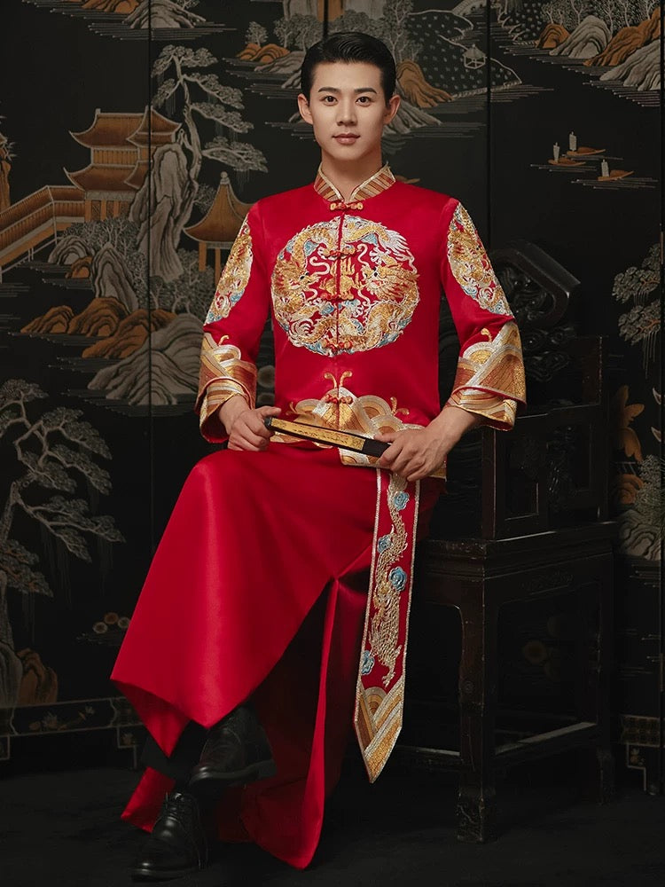 Auspicious Dragon Embroidered Qun Kua/Cheongsam 新郎龍鳳卦 (Groom)