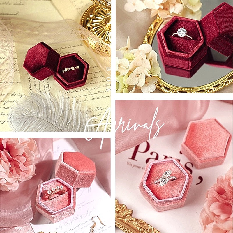 Luxe Hexagonal Velvet Ring Box