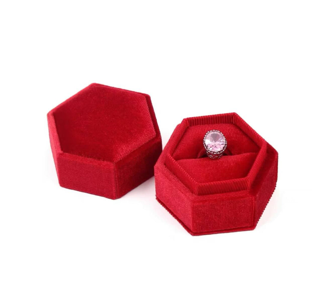 Luxe Hexagonal Velvet Ring Box