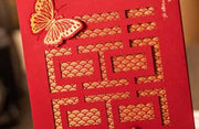 40 PCS Chinese Wedding Invitation Set with Laser Cut Double Happiness & Butterfly Theme