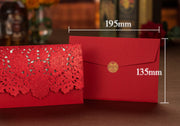 40 PCS Chinese Wedding Invitation With Laser Cut Florals Set with Main Invite and Envelope