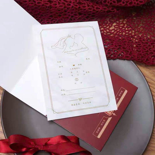 40 SETS Unique Chinese Wedding Invitation Set with Double Happiness Bride Groom
