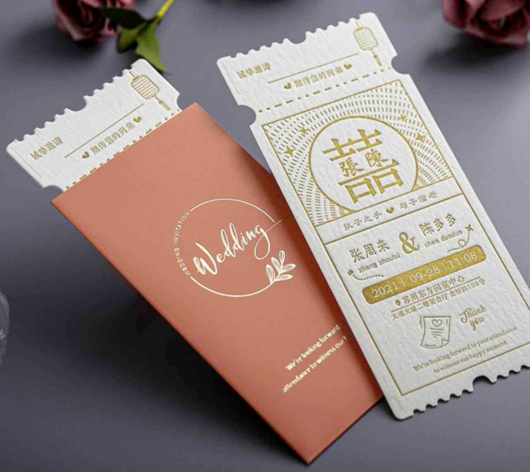 40 SETS Unique Chinese Wedding Invitation Set with Double Happiness Pocket Design