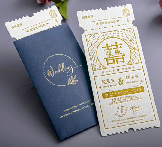 40 SETS Unique Chinese Wedding Invitation Set with Double Happiness Pocket Design