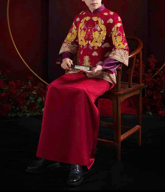 Royal Red Wedding Qun Kua/Cheongsam 新郎龍鳳卦 (Groom)
