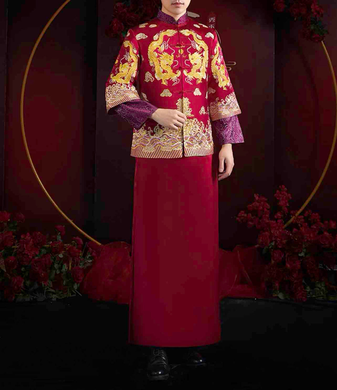 Royal Red Wedding Qun Kua/Cheongsam 新郎龍鳳卦 (Groom)