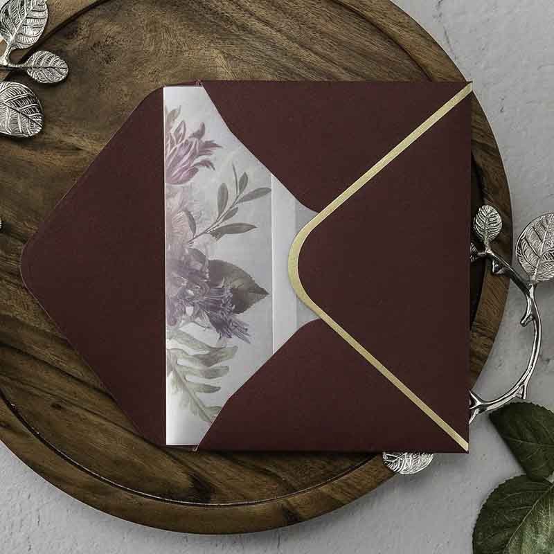 60 SETS Floral Design Wedding Invitations with Vellum Paper