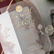 60 PCS Floral Design Wedding Invitations with Vellum Paper