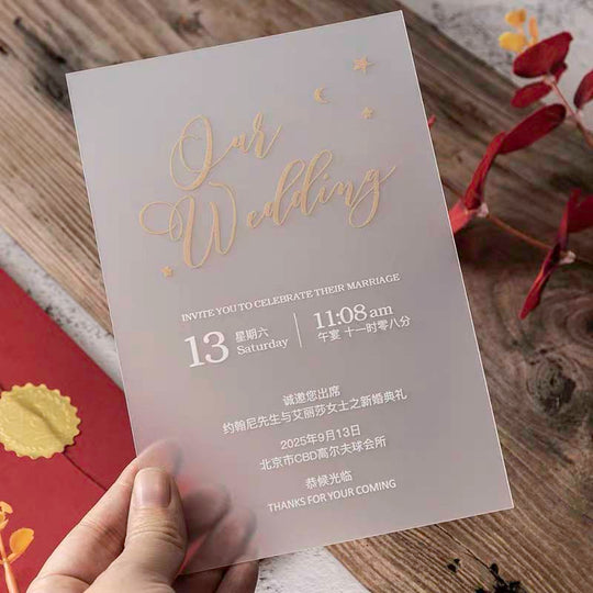 60 SETS Red White Star Wedding Invitations with Vellum Paper