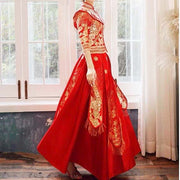 Wedding Kua 龍鳳卦/秀禾服 Qun Kua Cheongsam for Bride with Shiny Floral Embroidery