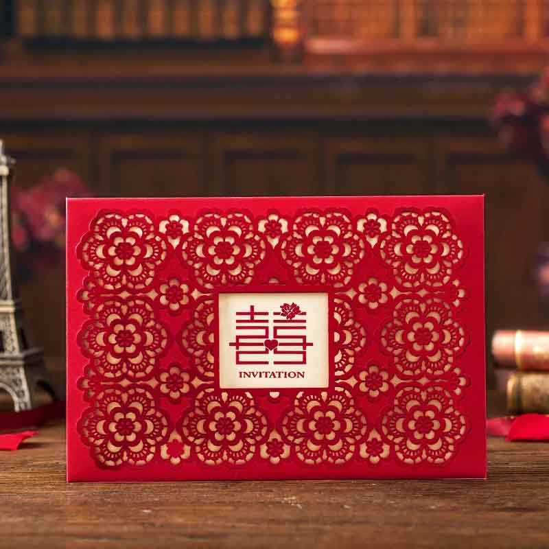40 SETS  Laser Cut Traditional Chinese Wedding Invitations in Red