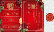 40 PCS Chinese Wedding Invitation With Tri-Fold Envelope Pack, 2 Main Cards, & Sticker